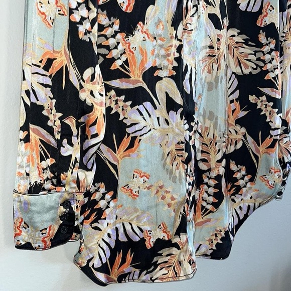 Free People Under The Palms Black Multicolored Shirt Long Sleeve - Picture 6 of 8